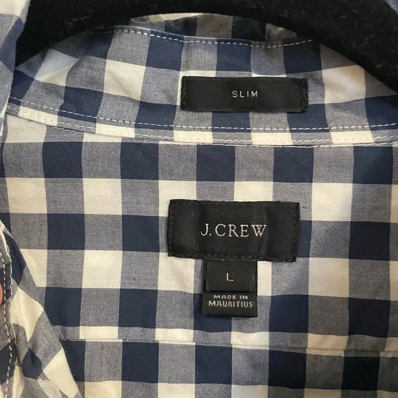 J Crew Men’s Gingham/Blue Check Slim Button Down, Slim Untucked flex casual - Picture 2 of 3